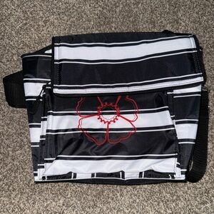 Thirty-One Black and White Striped thermal lunch bag